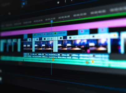 A computer screen showing video editing