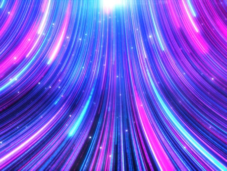 Bright neon light trails in blue pink and purple