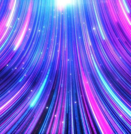 Bright neon light trails in blue pink and purple