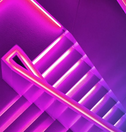 Neon lit stairs