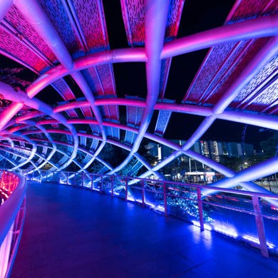 Neon footbridge